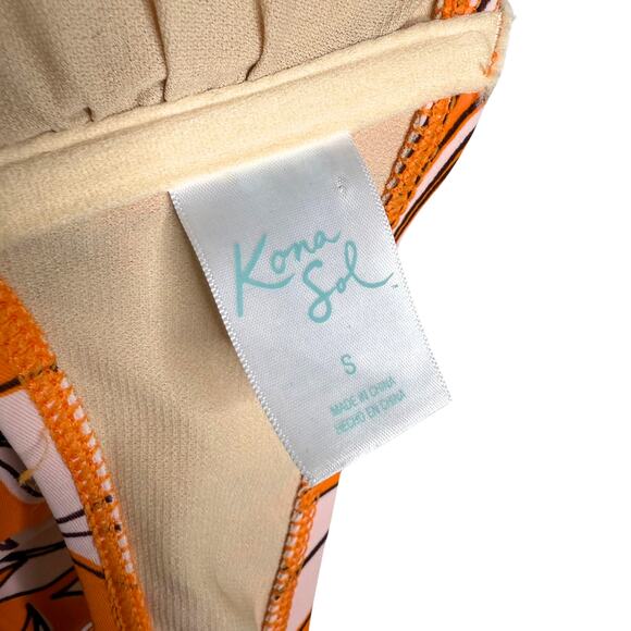 Kona Sol Target Tropical Floral Multiway Bralette Bikini Top Size Small Orange - Picture 4 of 9